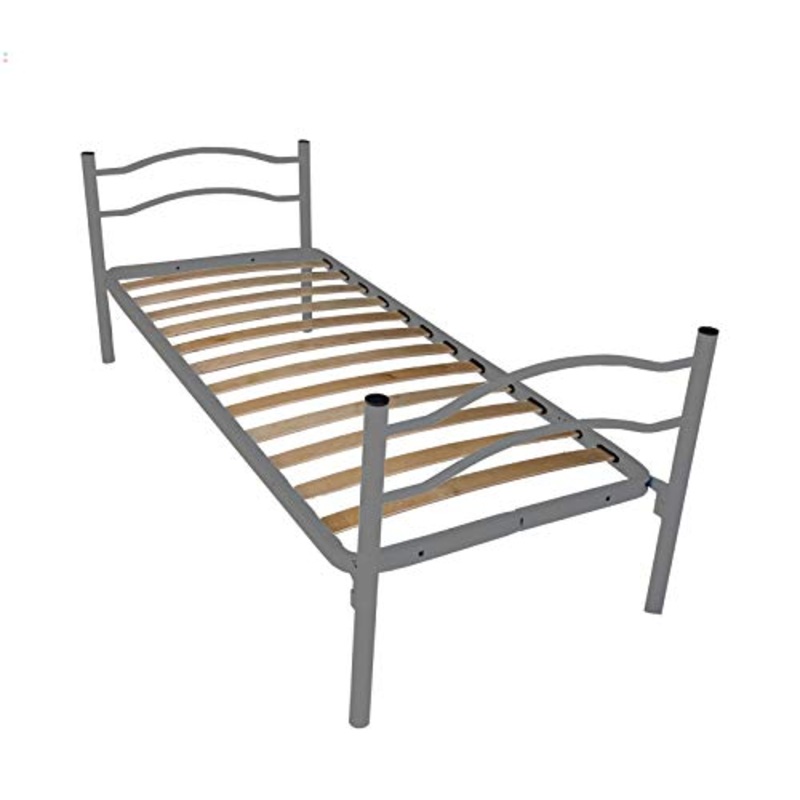 DOLCI SOGNI Rete Letto Singolo 80×190 per Bambini, Grigio, Rapido Montaggio, Letto Ferro Battuto con Rete a Doghe, Letto con Testiera e Pediera, Altezza 35 cm, Letto Singolo 100% Made in Italy