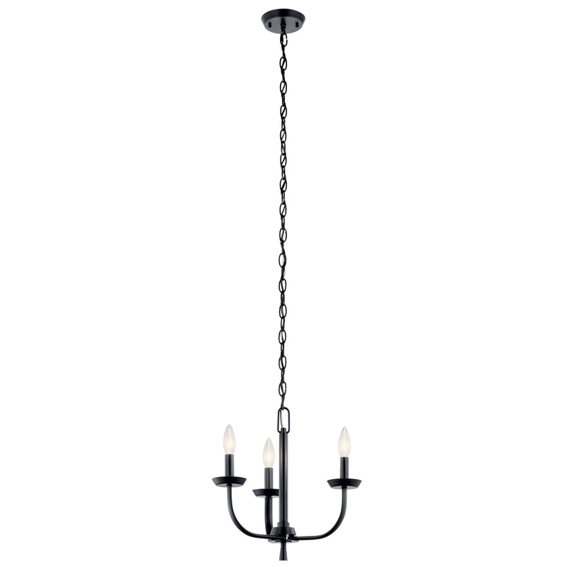 Kichler 52383BK Three Light Mini Chandelier, Black