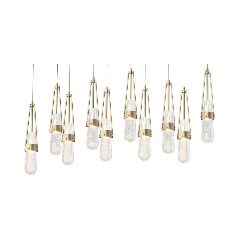 Link 10-Light Blown Glass Pendant Soft Gold Clear Bubble Glass (YG)