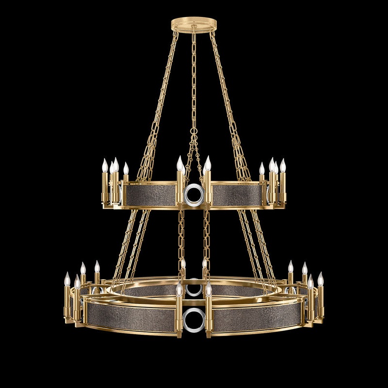 Mirage 50″W Round Chandelier Gold Leaf/Nickel/Pebble