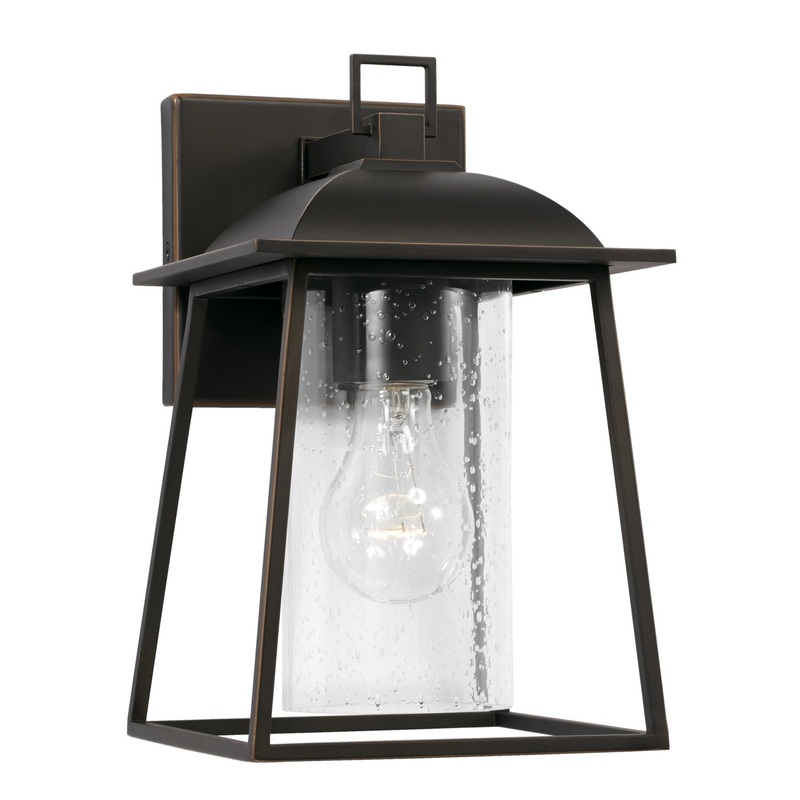 One Light Outdoor Wall Lantern from the Durham Collection in Oiled Bronze Finish by Capital Lighting