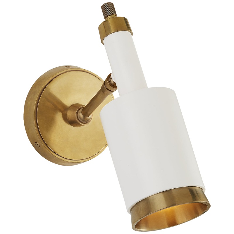 One Light Wall Sconce from the Anders Collection in Hand-Rubbed Antique Brass And White Finish by Visual Comfort Signature
