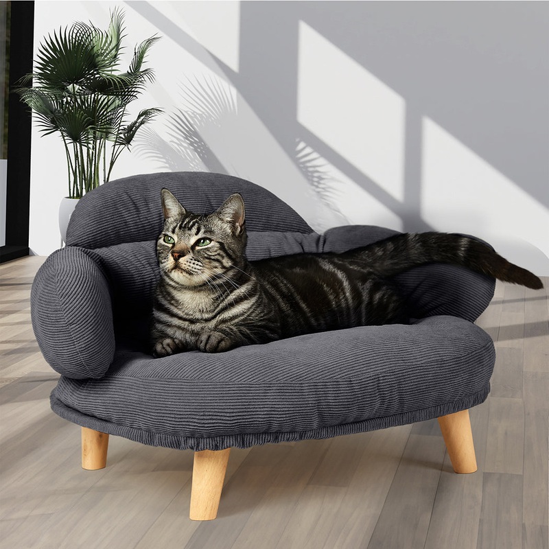 Pawz Elevated Pet Dog Cat Sofa Bed Couch L Size Grey