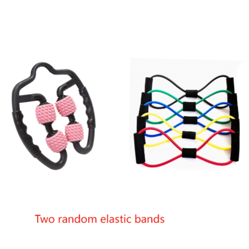 Pink Set of 2 Foam Roller Ring Leg Massagers with 2 Resistance Bands – Muscle Relief Kit