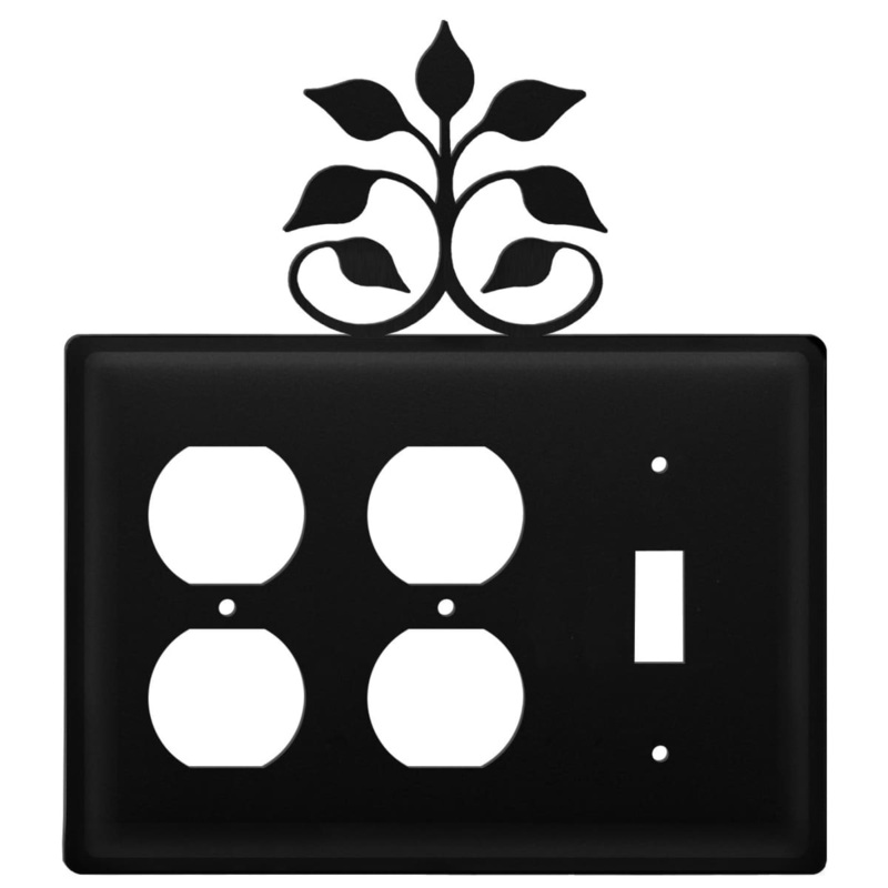 Village Wrought Iron EOOS-109 Triple Leaf Fan Double Outlet and Single Switch Cover CUSTOM Product