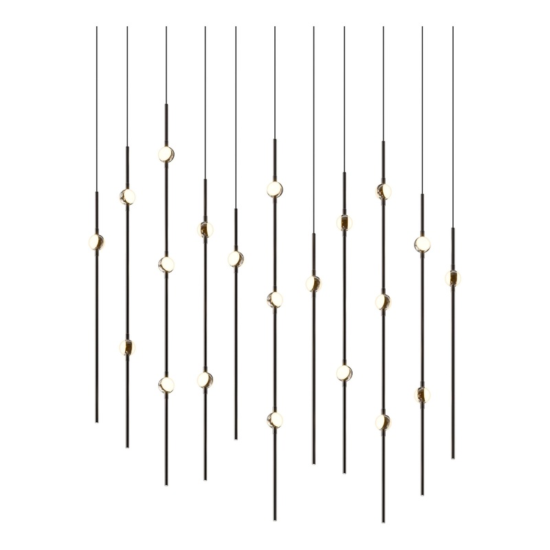 Aries 36″ Rectangle LED Pendant Espresso Black with White Optical Acrylic 2700K 20′ Adjustable Cord
