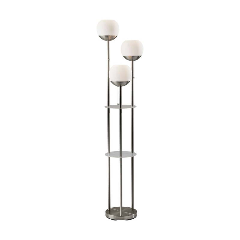Bianca Shelf Floor Lamp Brushed Steel