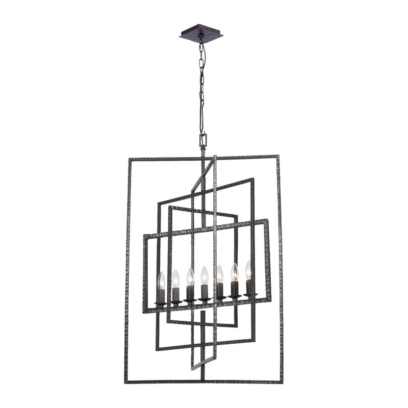 Crystorama 339-RS Capri Seven Light Chandelier Raw Steel