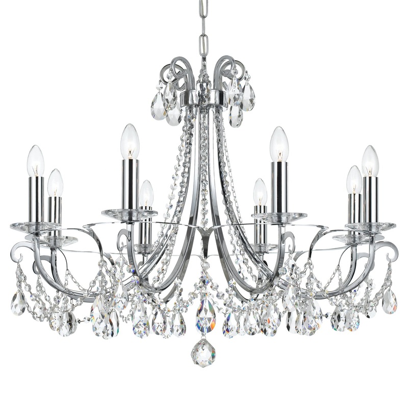 Crystorama 6828-CH-CL-SAQ Othello Eight Light Chandelier Polished Chrome