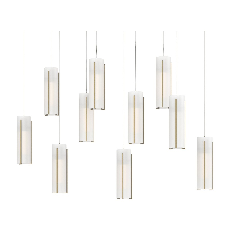 Exos Glass 10-Light Pendant Modern Brass Opal Glass (GG)