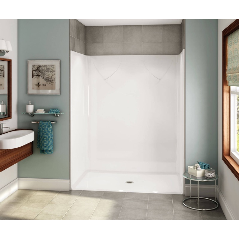 MAAX 106077-000-002-111 OPS-6036-RS – Base Model AcrylX Alcove Center Drain One-Piece Shower in White