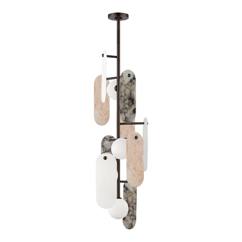 Megalith 5-Light Vertical LED Pendant Brushed Bronze Various Stone