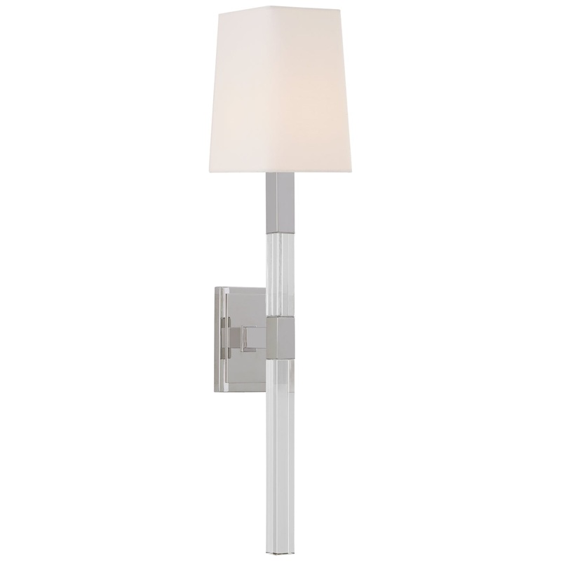 One Light Wall Sconce from the Reagan Collection in Polished Nickel And Crystal Finish by Visual Comfort Signature
