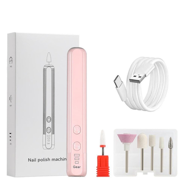 Portable Electric Nail Drill Pen Kit – USB-C Rechargeable, 3-Speed, High Torque, Low Heat(Pink)