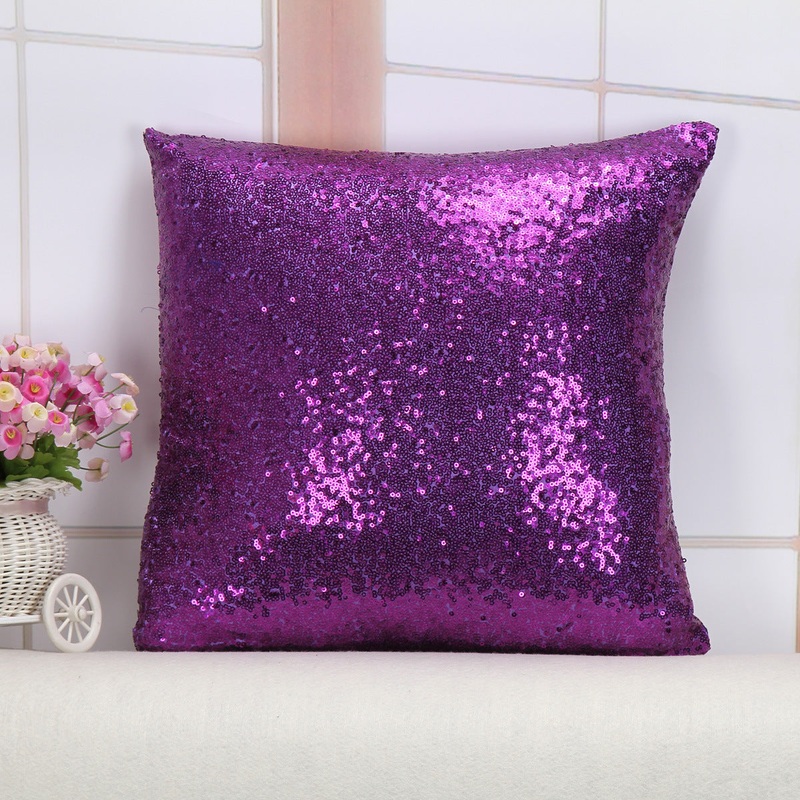 Shiny Sequin Pillowcase – Single-sided gorgeous pillowcase  (Purple pair: 45x45cm)