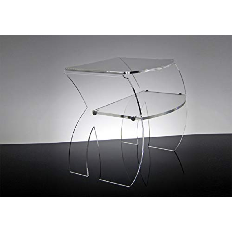 Slato Comodino da Notte dal Design Moderno a Due Ripiani in cristallo acrilico Perse (Trasparente)