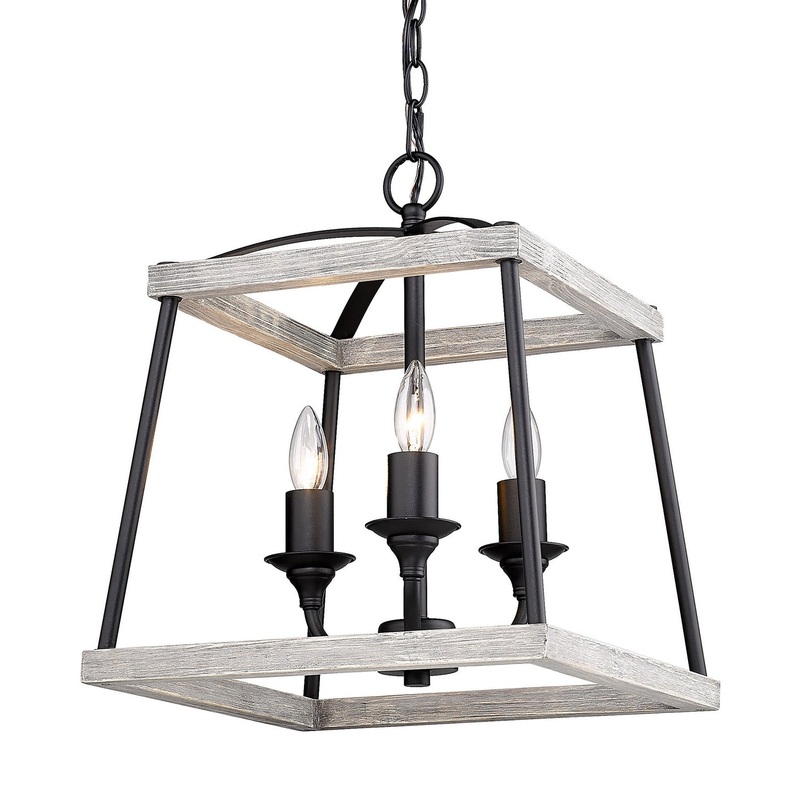 Three Light Pendant from the Teagan Collection in Natural Black Finish by Golden