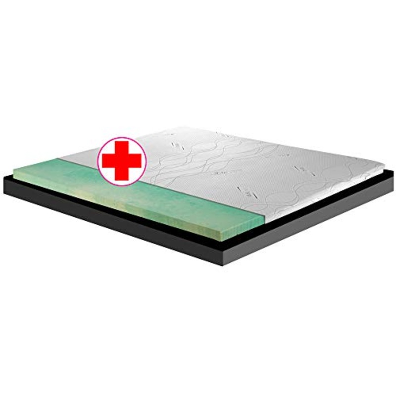Topper, sovra materasso RIGIDO, correttore ortopedico materasso in BIOGREEN Alto 6 cm, tessuto anallergico sfoderabile, 4 lati in ARGENTO – ORTOPEDIC matrimoniale 160×190