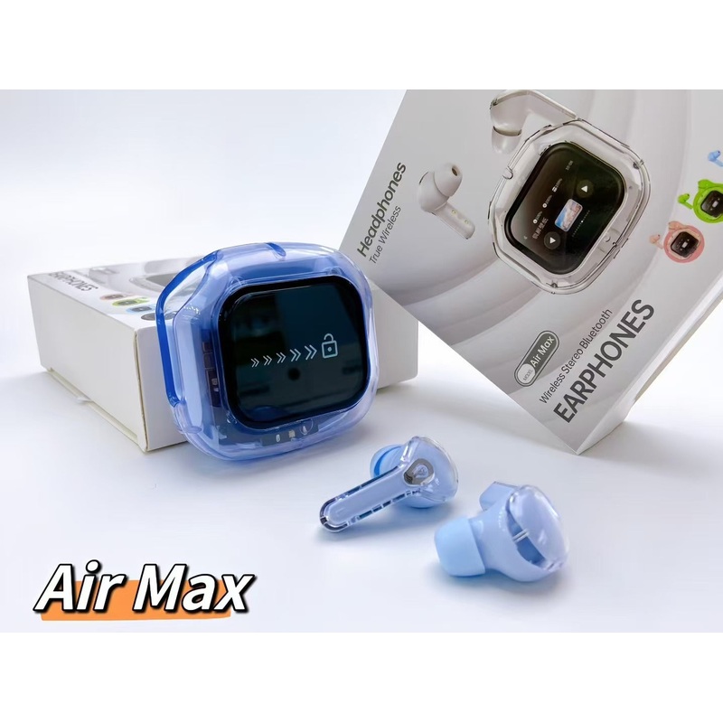 Transparent TWS Wireless Earbuds with Smart Call Noise Reduction & LED Display Case – Bluetooth 5.4(blue)