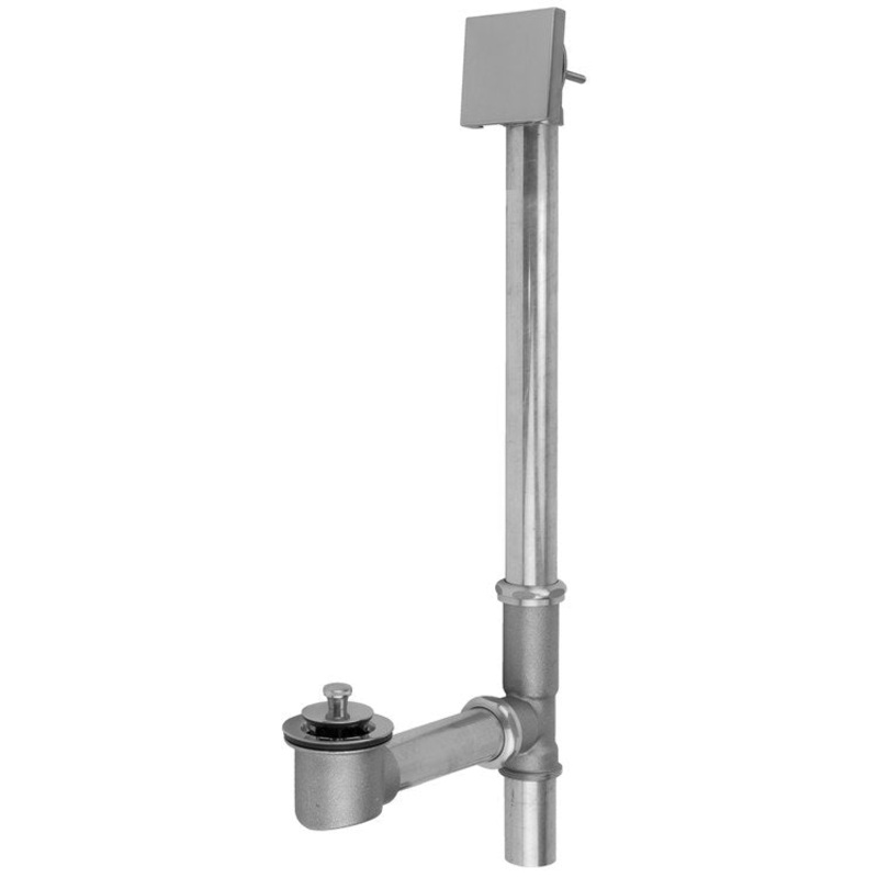 Tub Drain Bottom Outlet Lift & Turn with Faceplate Square Waste Polished Nickel Brass 20 Inch