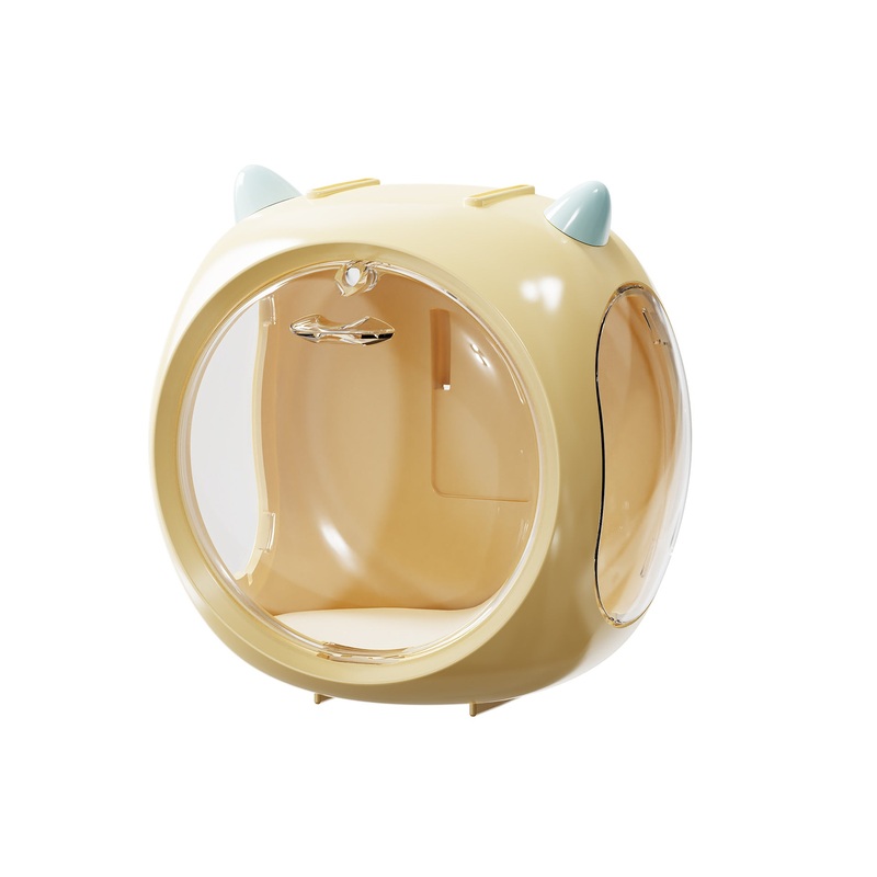 Yellow And Blue Horn Acrylic Blind Box Display Case – Transparent Dustproof Storage for Figures and Collectibles(The model is a shooting prop and is not included)