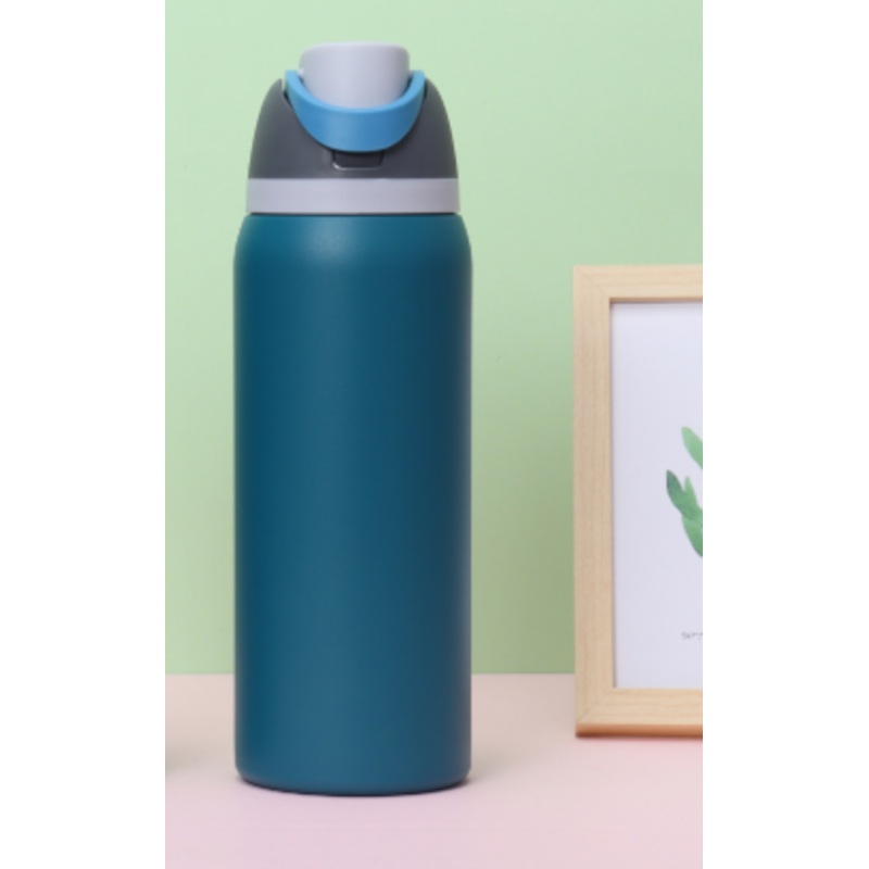 Blue 32oz 304 Stainless Steel Insulated Water Bottle – Dual-Drink Pop-Up Lid