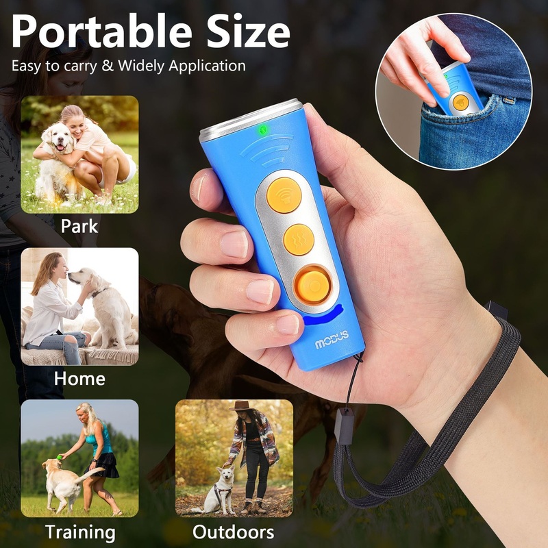 Blue Ultrasonic Dog Barking Control Device – Dual Frequency Anti-Bark Trainer with IP65 Waterproof (11.8×48.5x44mm)