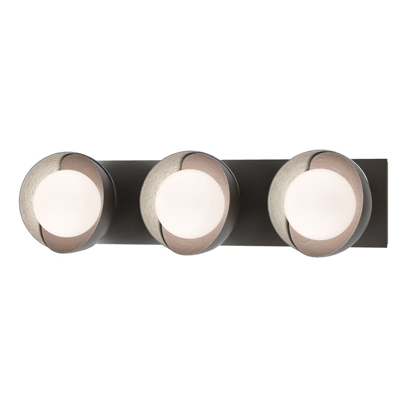 Brooklyn 3-Light Straight Double Shade Bath Sconce Oil Rubbed Bronze Vintage Platinum