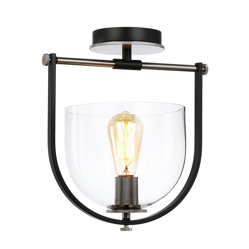 Cheshire Semi-Flush Mount Light – Black & Nickel