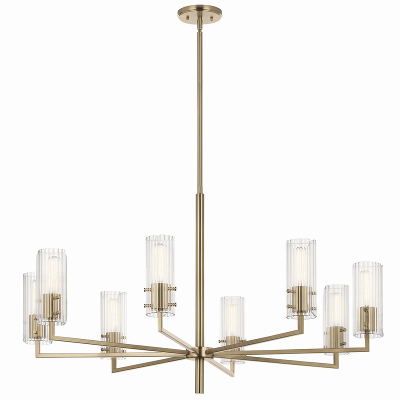Eight Light Chandelier from the Velestino Collection in Champagne Bronze Finish by Kichler