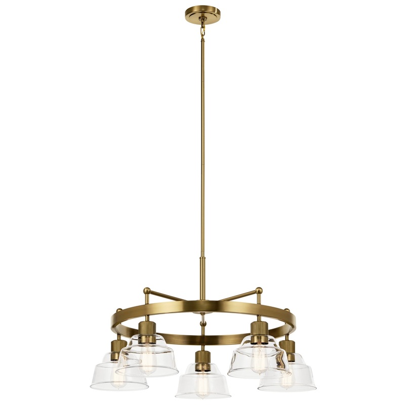 Kichler 52403BNB Five Light Chandelier, Brushed Brass