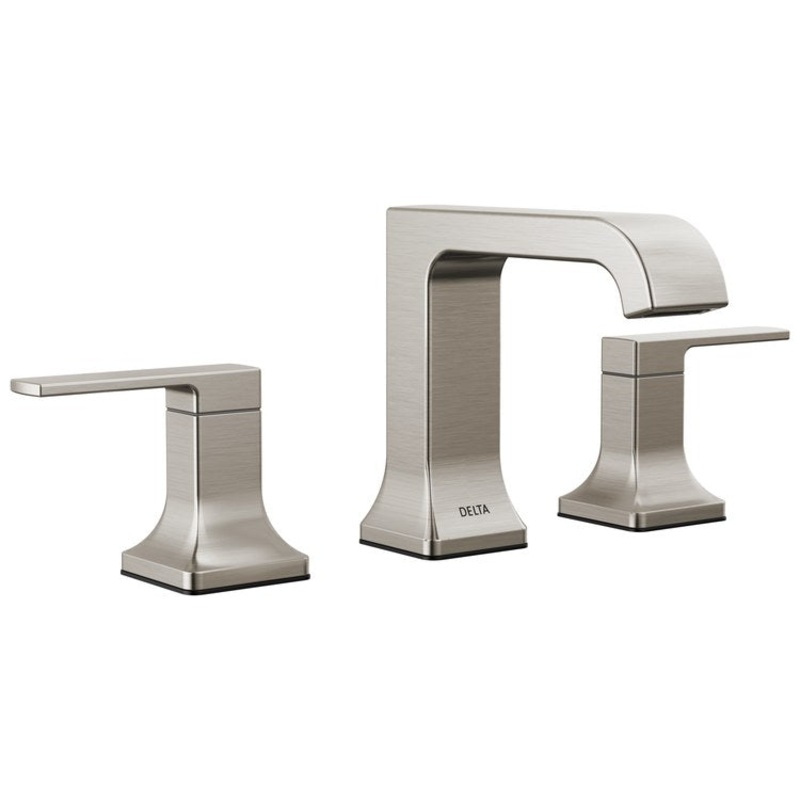 Lavatory Faucet Velum Widespread 4-16 Inch Spread 2 Lever ADA WaterSense Stainless 1.2 Gallons per Minute