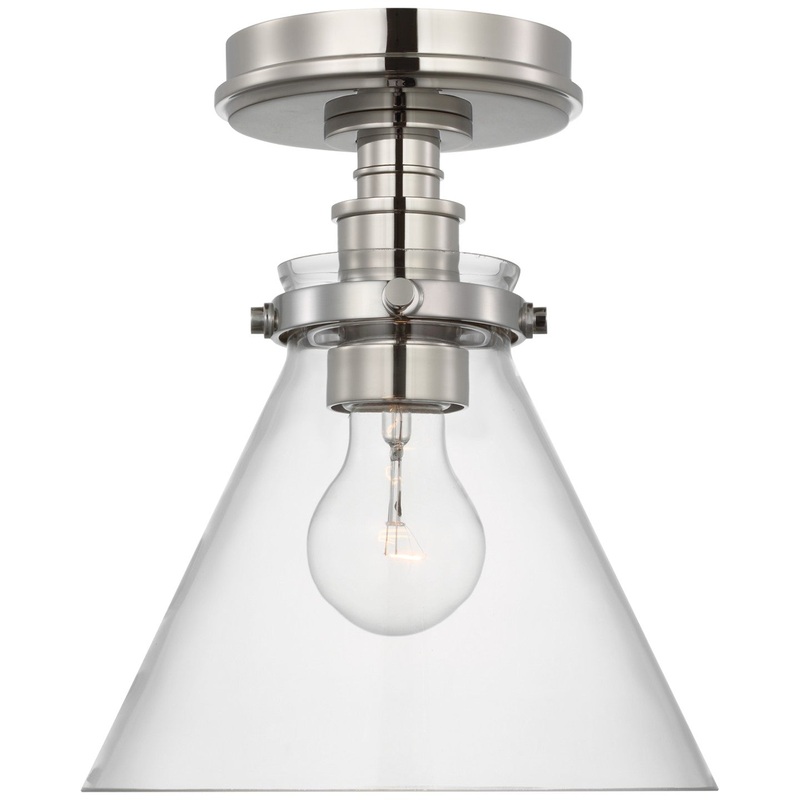 LED Flush Mount from the Parkington Collection in Polished Nickel Finish by Visual Comfort Signature