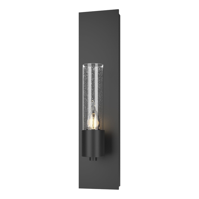 Pillar 1-Light Sconce Black Seeded Clear Glass (II)
