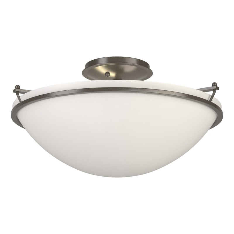 Plain Large Semi-Flush Dark Smoke Opal Glass (GG)