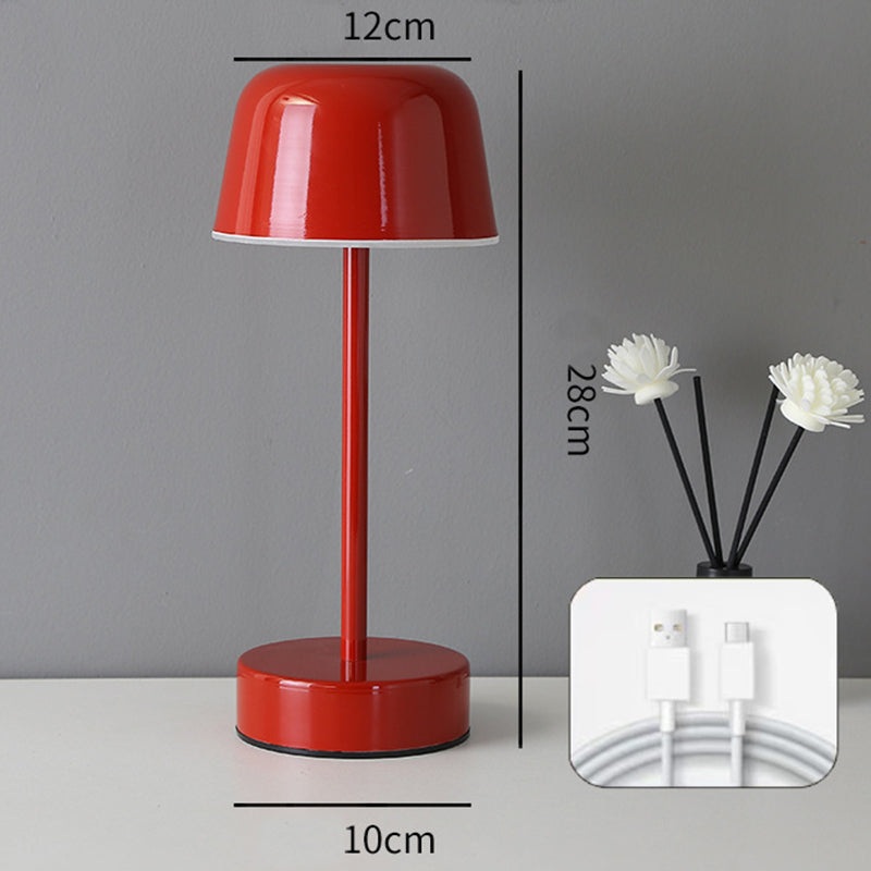 Red Modern Minimalist LED Table Lamp – Rechargeable Touch Control Desk Light