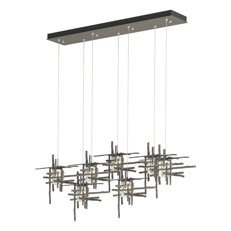Tura 7-Light Seeded Glass Pendant Natural Iron