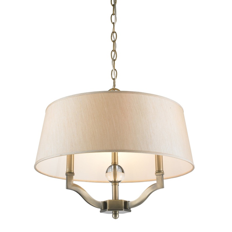 Waverly Semi-Flush (Convertible) in Aged Brass with Silken Parchment Shade
