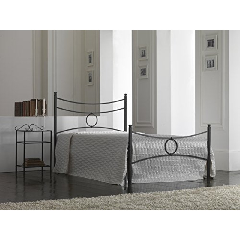 Bed Store SISTEMI RIPOSO Letto 1 Piazza E Mezza in Ferro Battuto Modello Conca Colore Nero Grafite