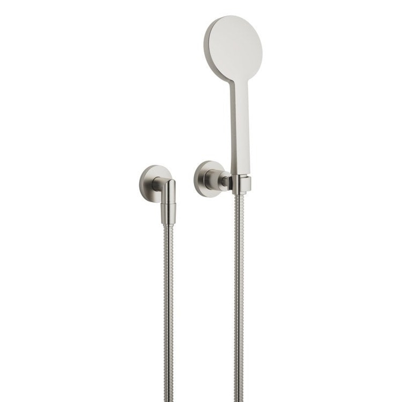 Handshower Set TARA with Individual Flanges Brushed Platinum Compact Rain 1.8 Gallons per Minute