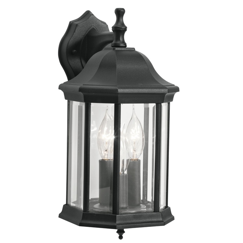Kichler 9777BK Three Light Outdoor Wall Mount, Black