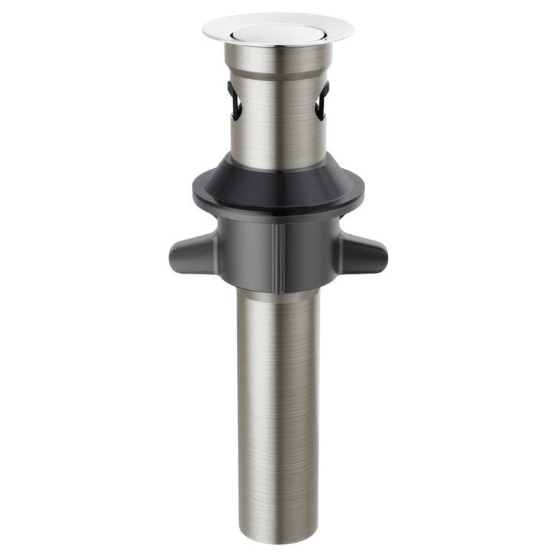 Pop-Up Drain Metal Push with Overflow 7-15/16 Black Stainless Metal for Sinks with Overflow