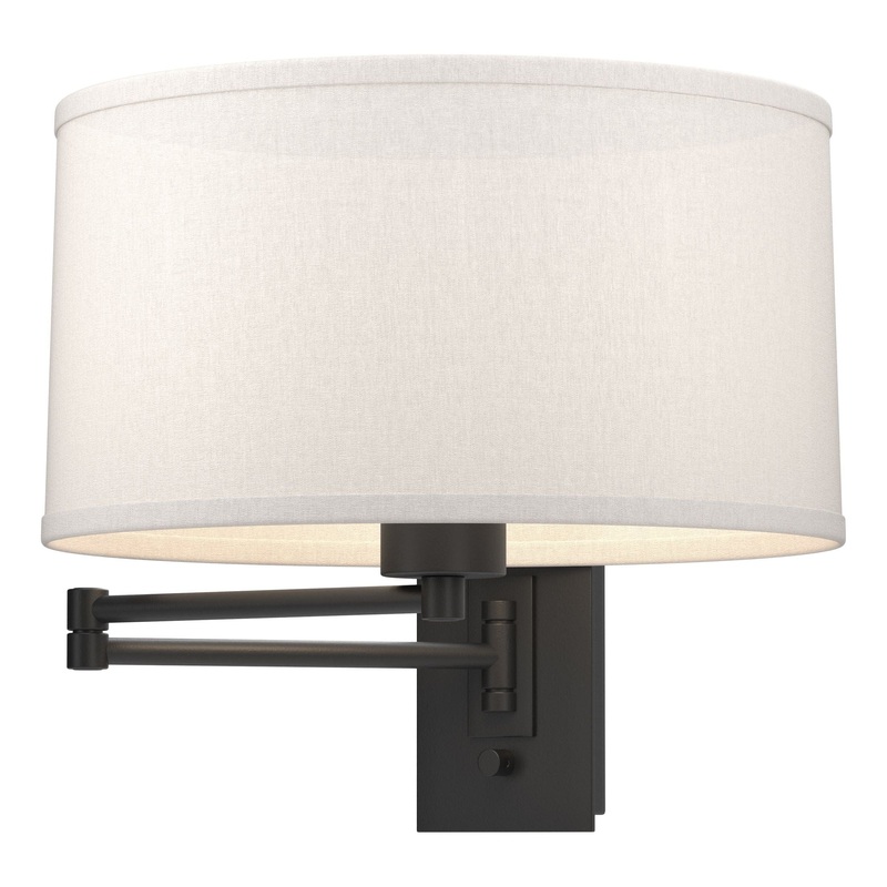 Simple Swing Arm Sconce Black Flax Shade (SE)