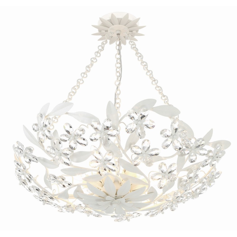 Six Light Semi Flush Mount from the Marselle Collection in Matte White Finish by Crystorama