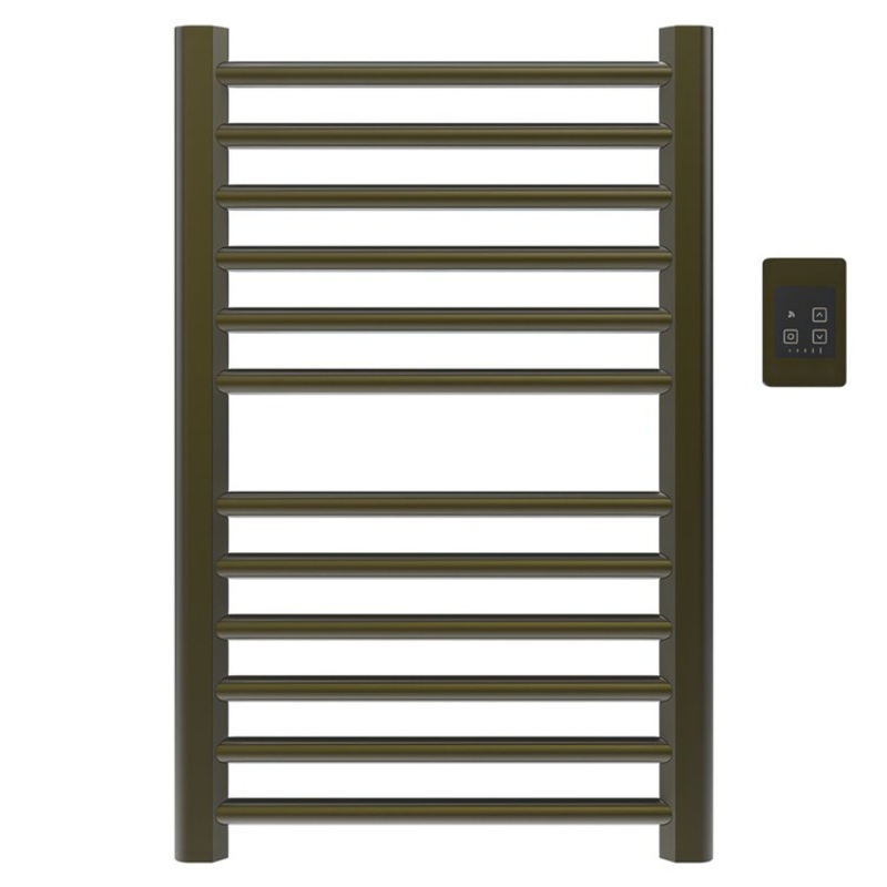 Towel Warmer Sirio 12 Bar Hardwire 580 BTU 21 x 32 Inch Brushed Bronze 304 Stainless Steel