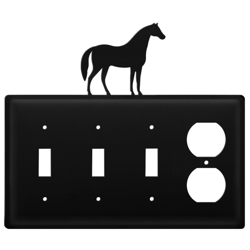 Village Wrought Iron ESSSO-68 Quad Horse Triple Switch & Single Outlet CUSTOM Product