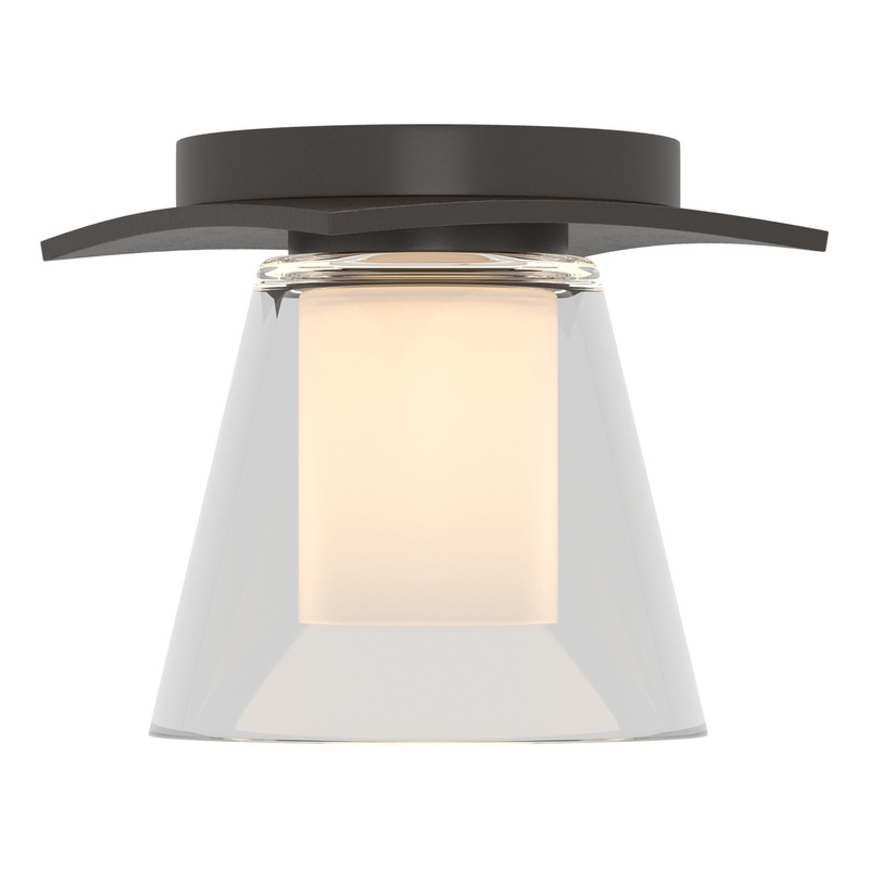 Wren Flush Mount Oil Rubbed Bronze Clear Glass with Opal Diffuser (ZU)