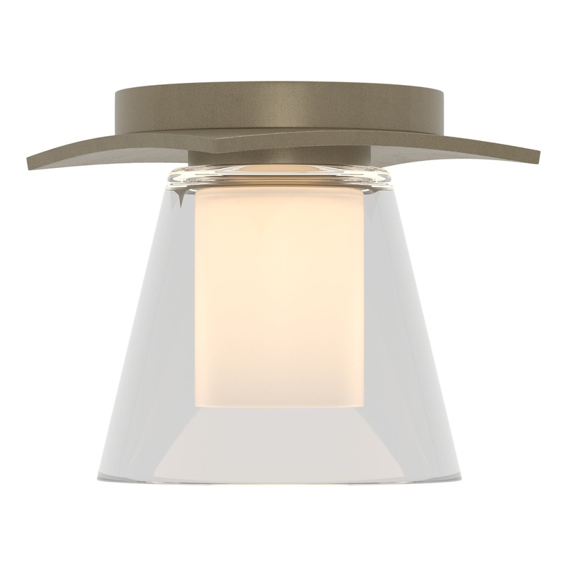 Wren Flush Mount Soft Gold Clear Glass with Opal Diffuser (ZU)