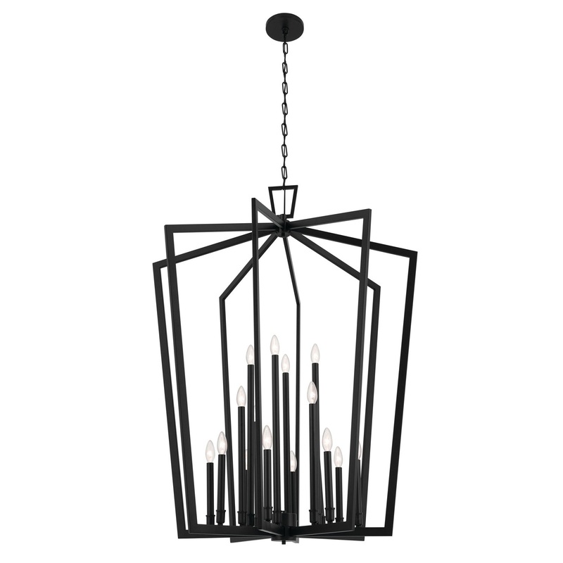 16 Light Foyer Pendant from the Abbotswell Collection in Black Finish by Kichler