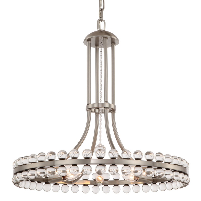 Crystorama CLO-8898-BN Clover Eight Light Chandelier Brushed Nickel